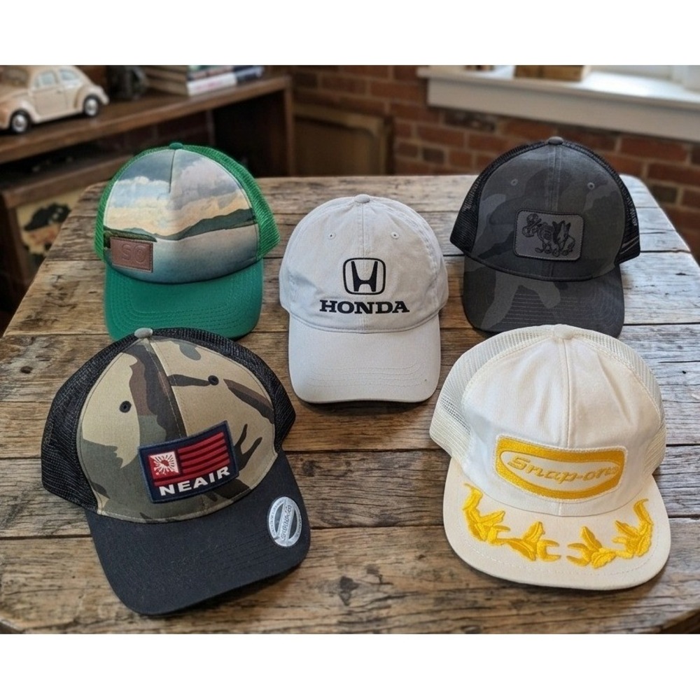Lot of 5 Men's Trucker Hats Honda Snap-on‎ Neair Camo Dad Cap Bundle Mixed